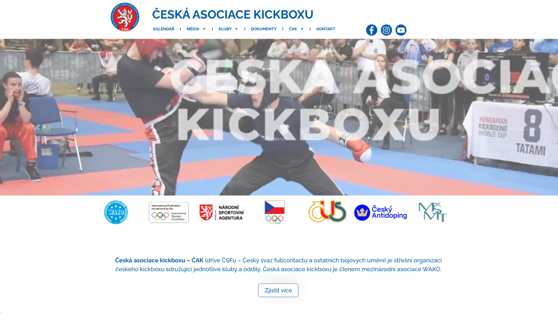 Česká asociace kickboxu - screenshot webu
