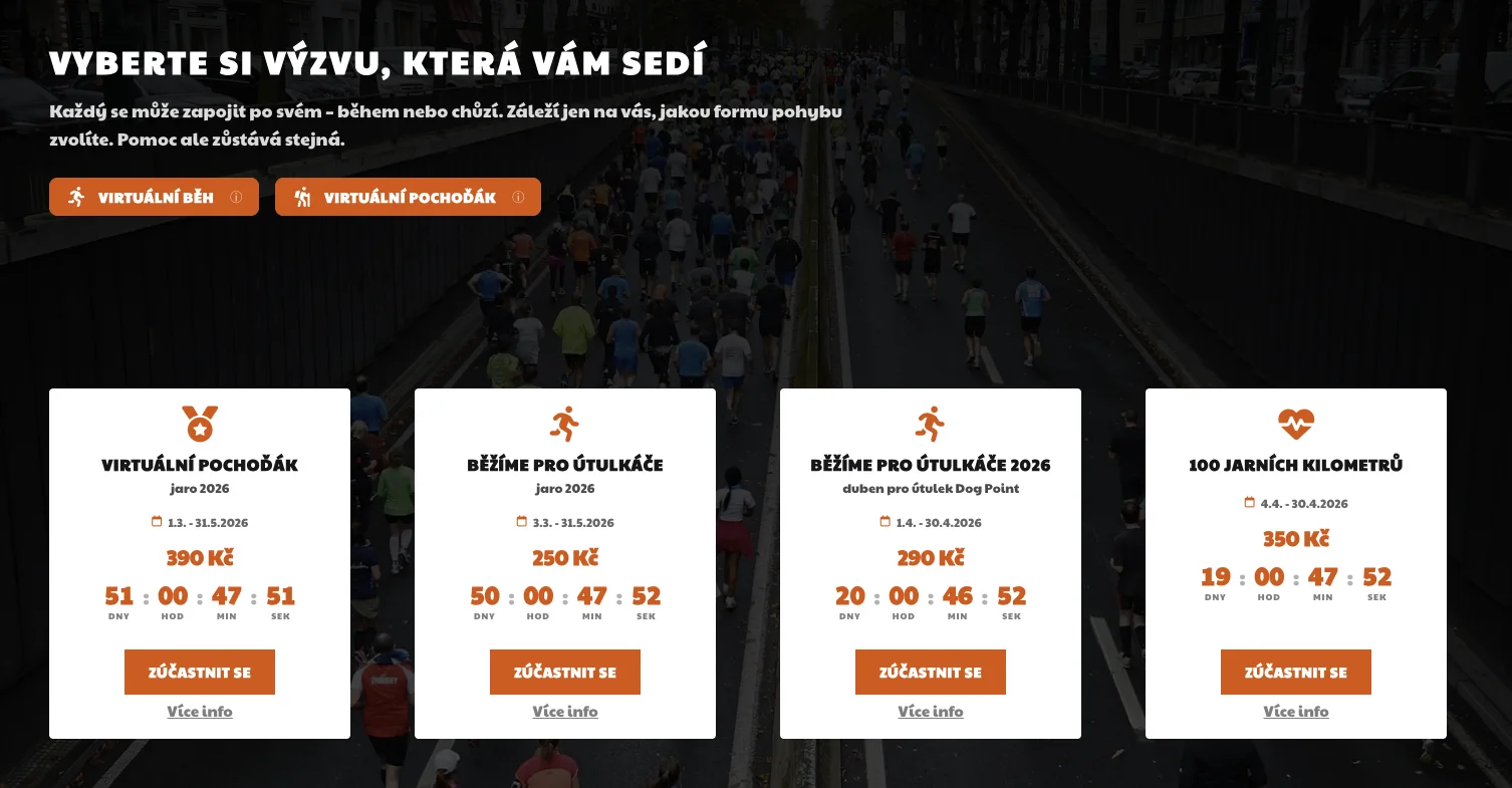 Packa pro útulkáče - výběr akce, pohled účastníka